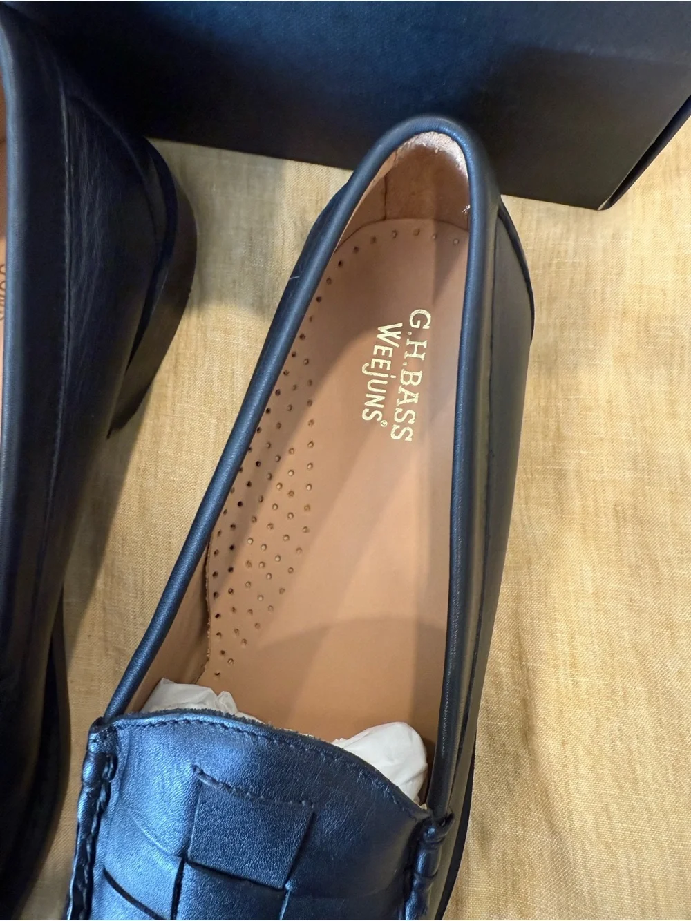 G.H. Bass & Co. Black Woven Leather Slip-On Loafers